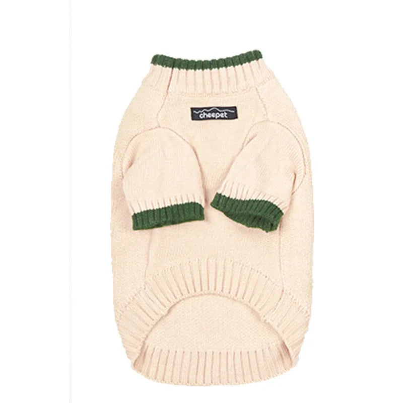 British style woollen pet sweater for dog or cat with contrast colour on two legs