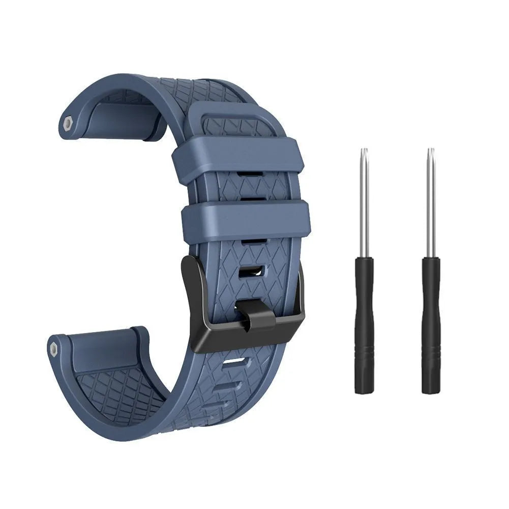 Jiaming 26mm silicone sports watch strap with stainless steel buckle in multiple colour options.