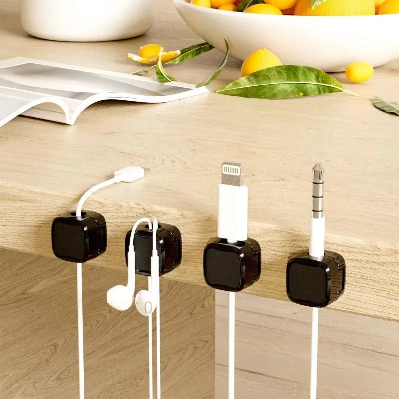 Magnetic cable clip under desk cable management, ABS single hook, white or black, 2kg load