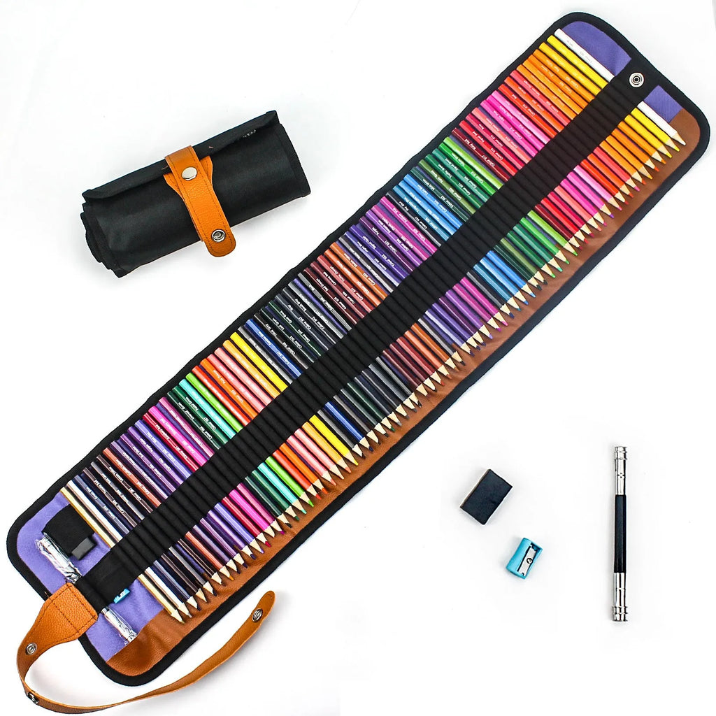 50 wooden coloured pencils in basswood storage case for oil painting artwork