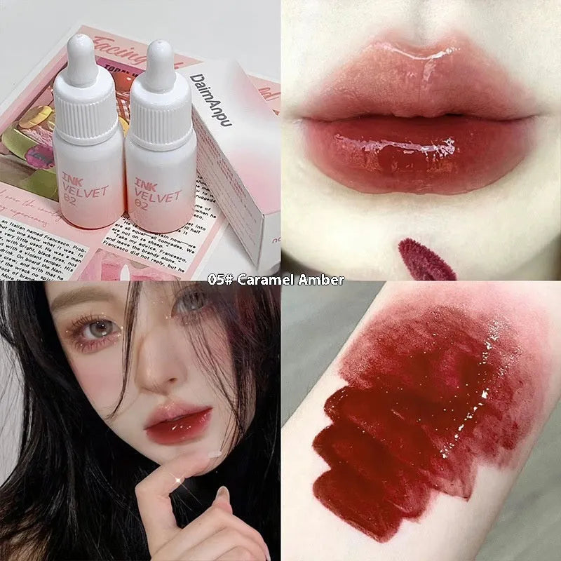 Mirror Lip Lacquer in four colour options showing 3.5g non-fade moisturising lip gloss