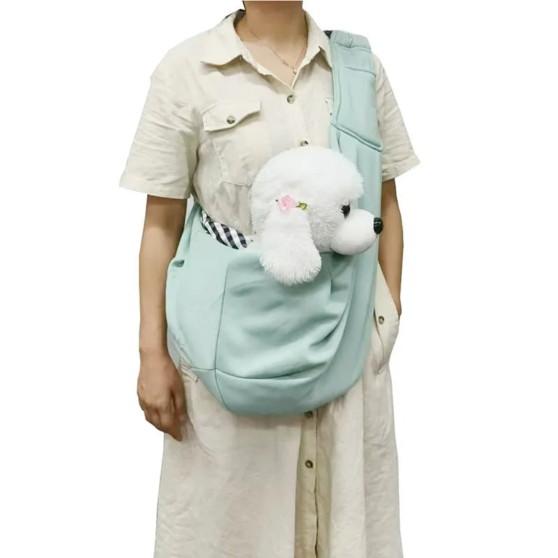 Soft polyester pet carrier bag with adjustable shoulder strap in multiple colour options