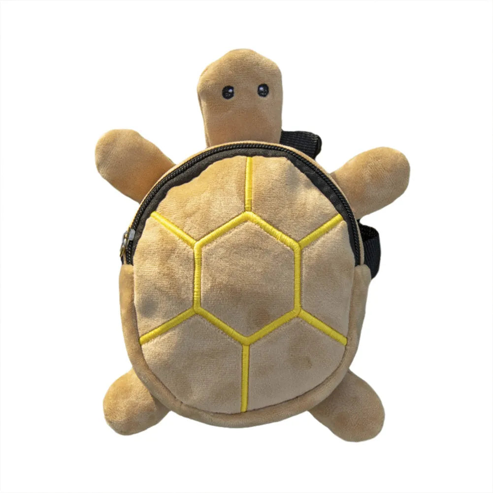 Turtle-shaped velvet dog backpack harness with metal zipper for small pets