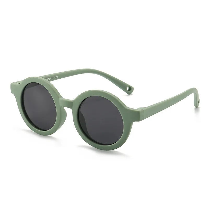 Children's UV400 polarized sunglasses with round frames for ages 0-3 years in multiple colour options