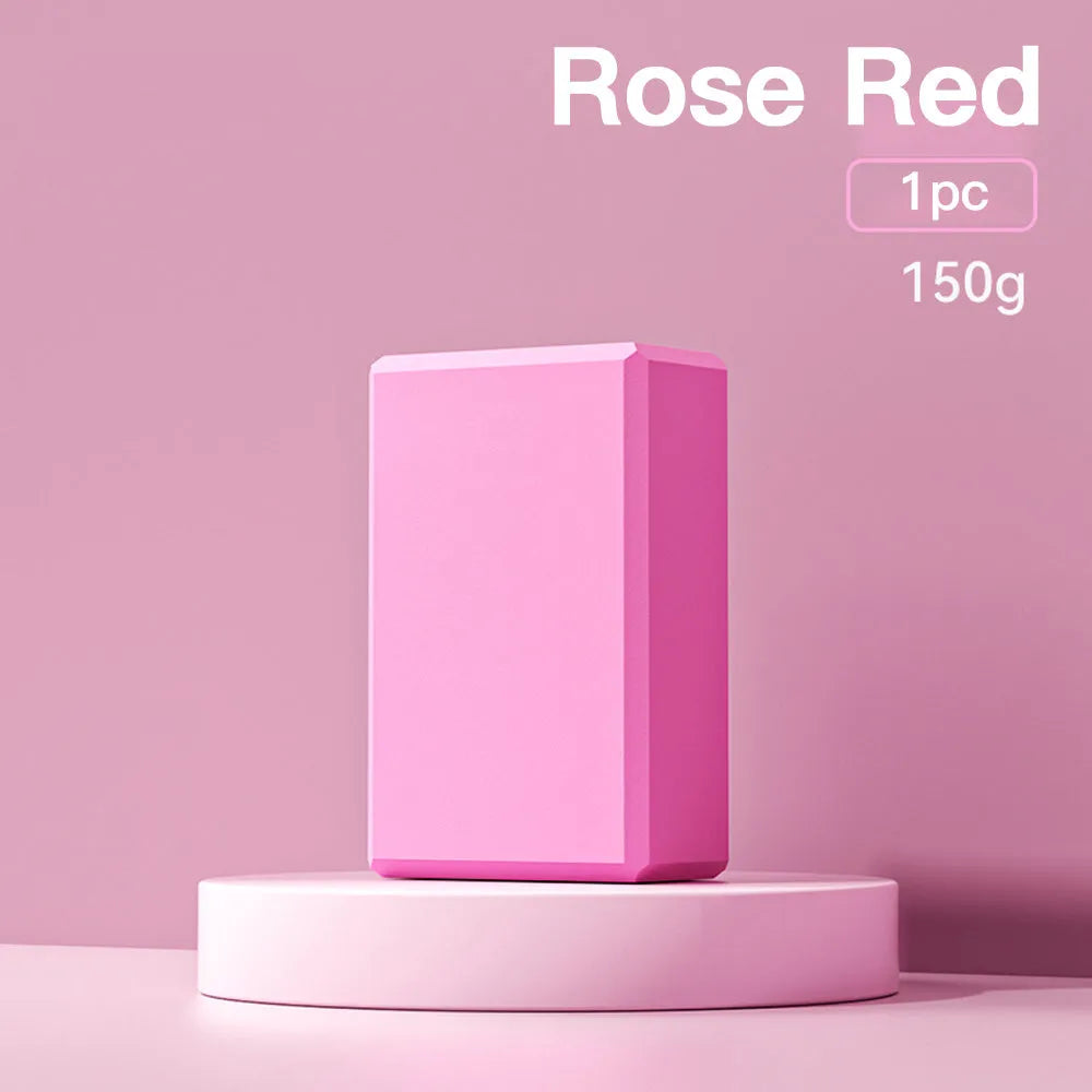 Solid colour EVA foam yoga brick with hexagonal ridged design for balance training