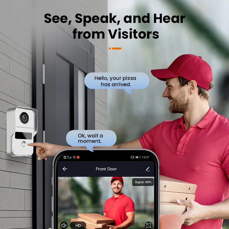 10-inch 1080P video intercom doorbell with colour HD camera and wireless monitoring system