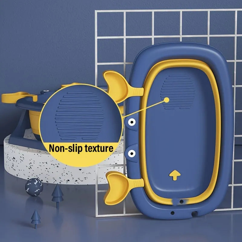 Foldable blue portable plastic pet tub for washing a small dog or cat