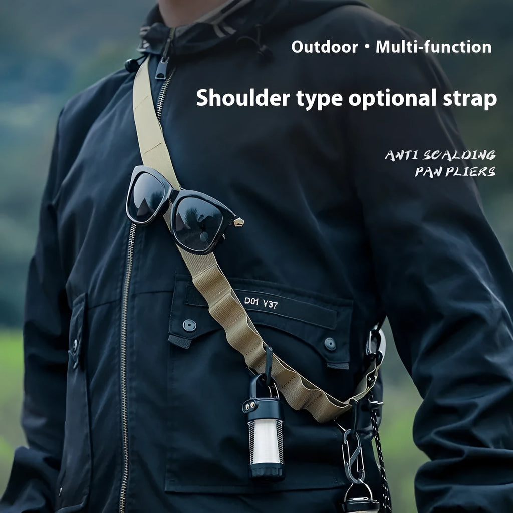 Outdoor multifunctional hanging rope clothesline storage belt in black, showing its 130cm length.