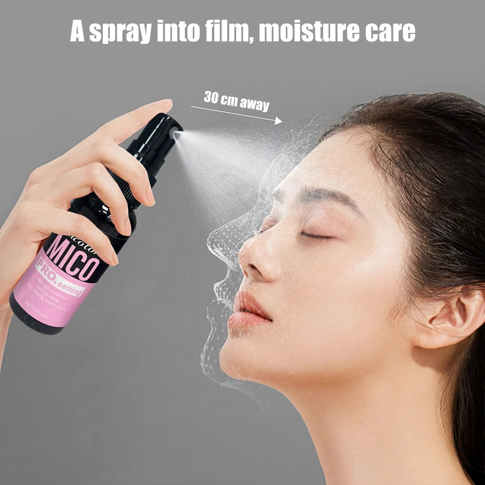 Makeup primer and finishing spray two-in-one set with 40ml lotion and 45ml mist spray bottles
