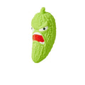 Bitter melon shaped or chili shaped durable plastic dog chew toy with textured surface for teeth cleaning.