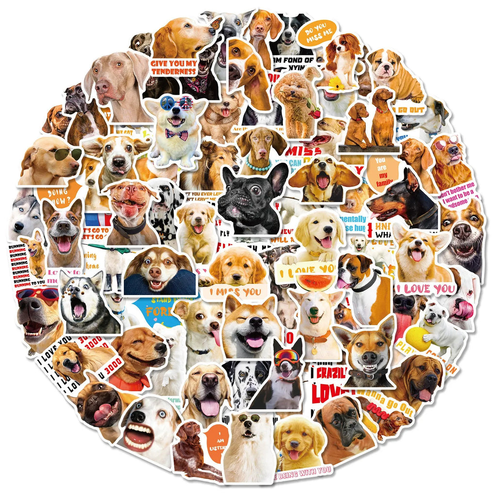 Nordic style realistic dog facial expression sticker pack containing 100 individual sheets
