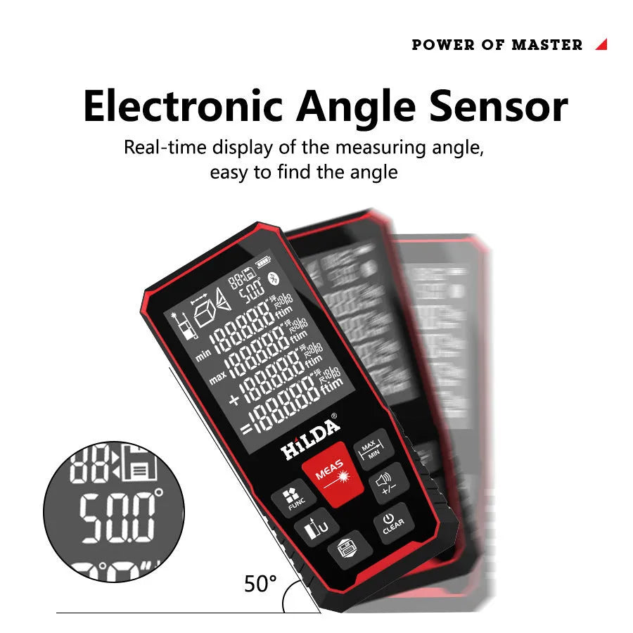 Handheld plastic laser rangefinder for 100m or 120m distance measurement.