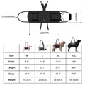 Black adjustable dog harness made from Oxford cloth with a metal D-ring and padded chest strap.