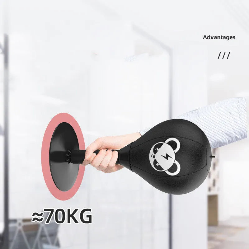 Tabletop boxing speed ball with inflatable sphere on flexible tube and suction cup base