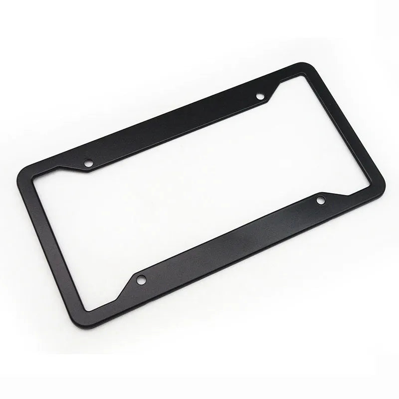 Aluminium alloy licence plate frame in black, light grey, sandblasted silver, or stainless steel finish