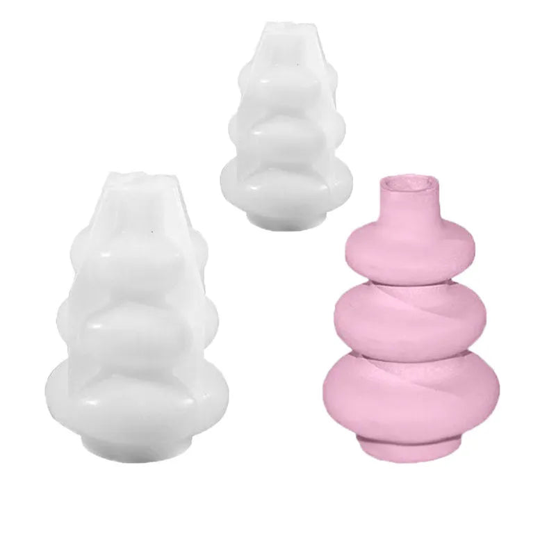 Three layer circle vase silicone mold in irregular shape for cake decoration and crafts