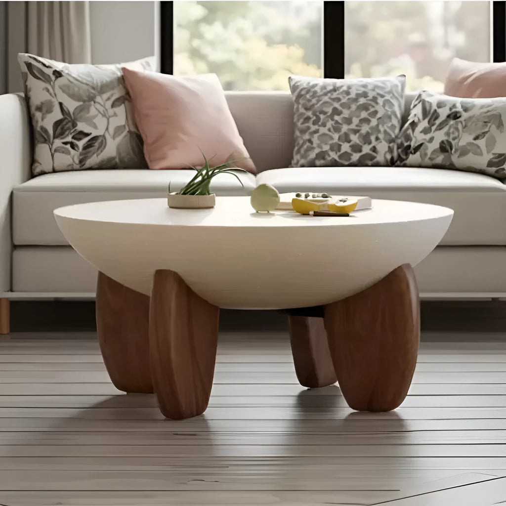 White solid wood adjustable height coffee table with storage compartments