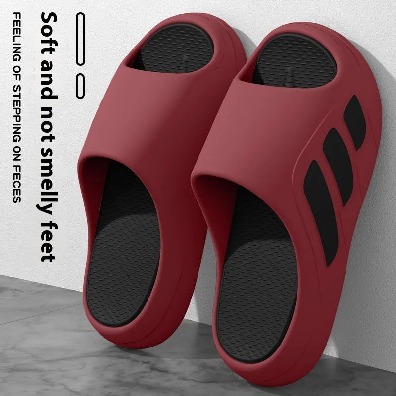 Platform flip-flop slippers with thick EVA sole in multiple colour options for indoor home use.