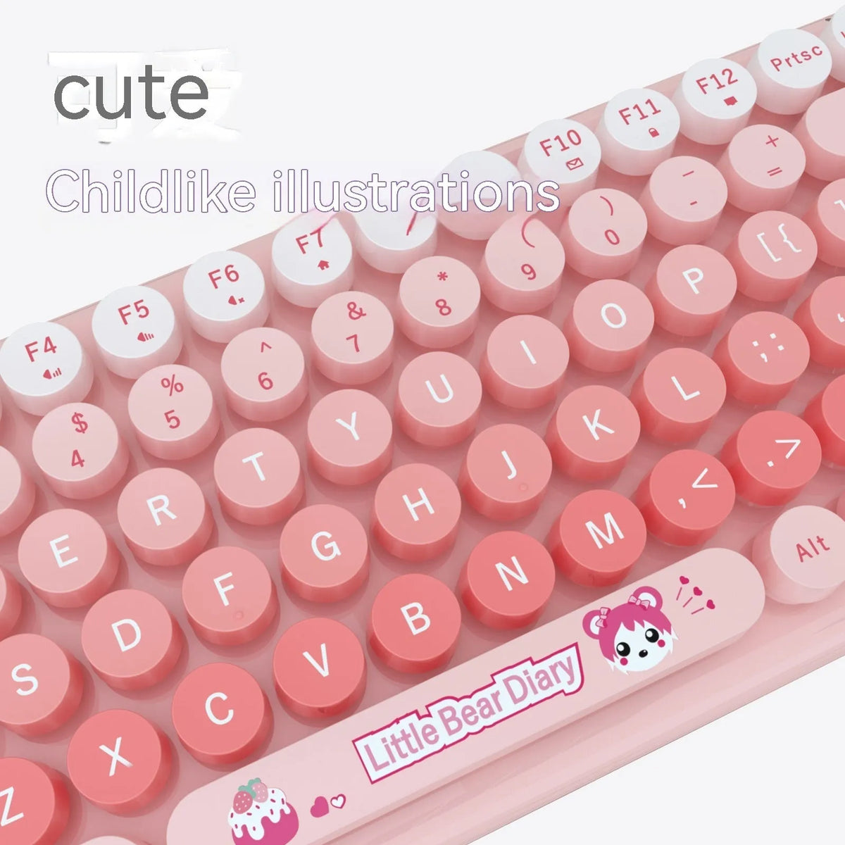 Compact pink wireless keyboard and mouse set with USB receiver on a desk