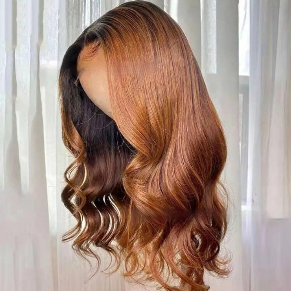A Ruili style gradient wig made from real human hair on a mannequin head, showcasing the lace front construction.