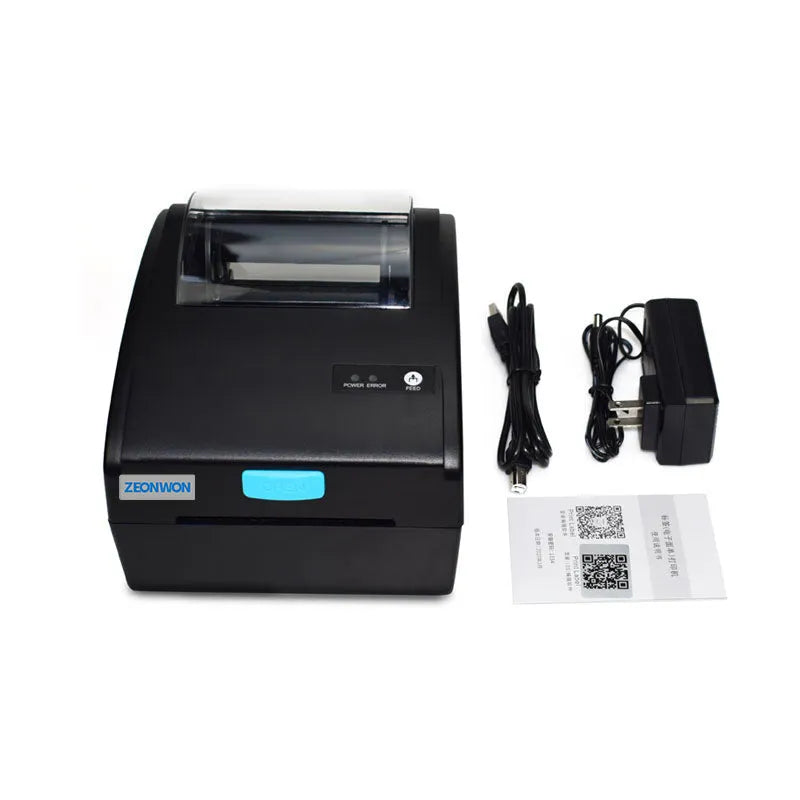 White thermal label printer with USB and Bluetooth connectivity, compact rectangular design