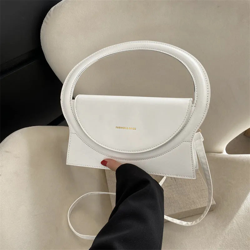 Horizontal square PU leather shoulder messenger bag with sandwich pocket and mobile phone compartment in street trend style