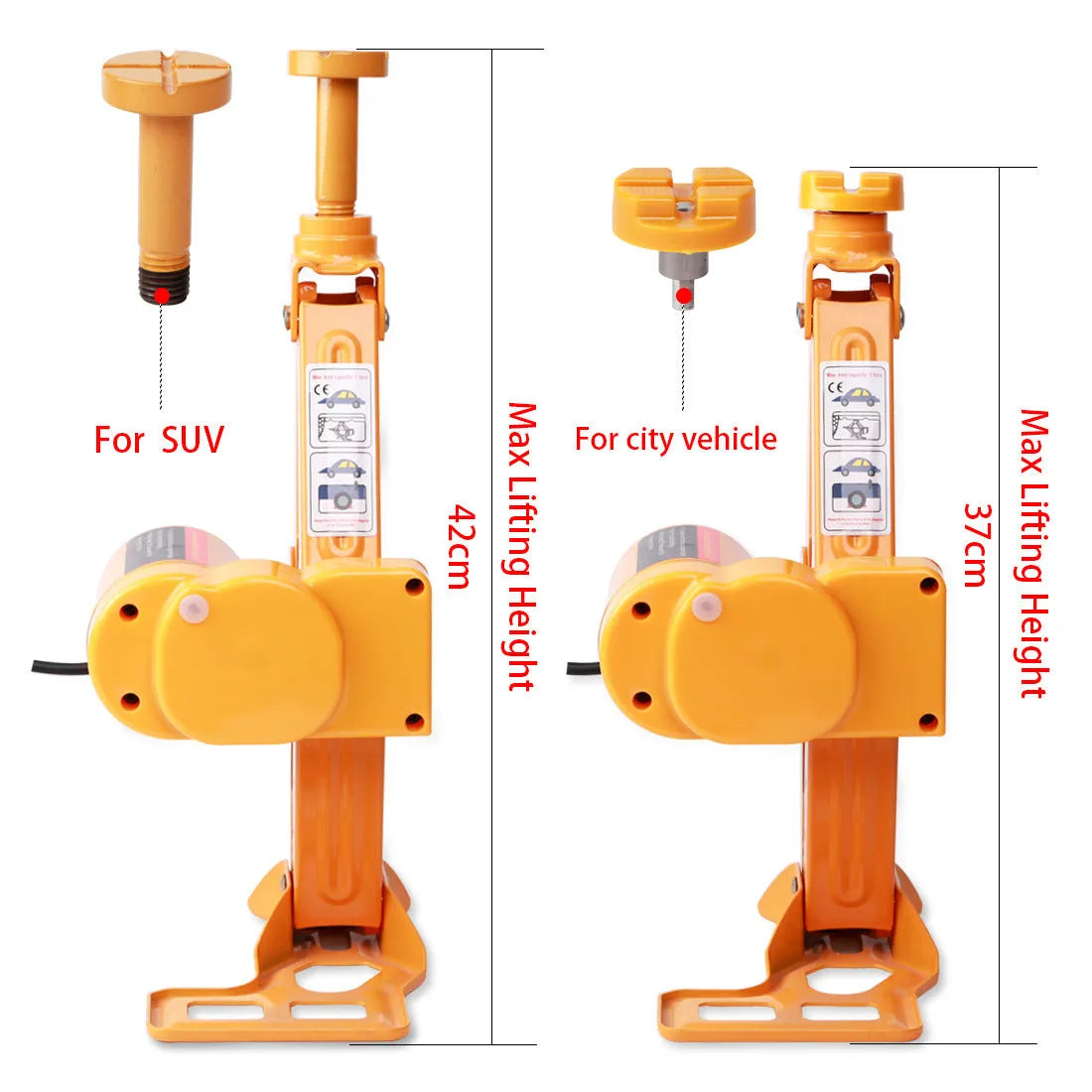 Yellow steel electric car jack set with hydraulic mechanism and electric wrench for vehicle lifting