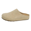 Korean-style soft flat slip-on slippers in apricot colour with square-toe design.