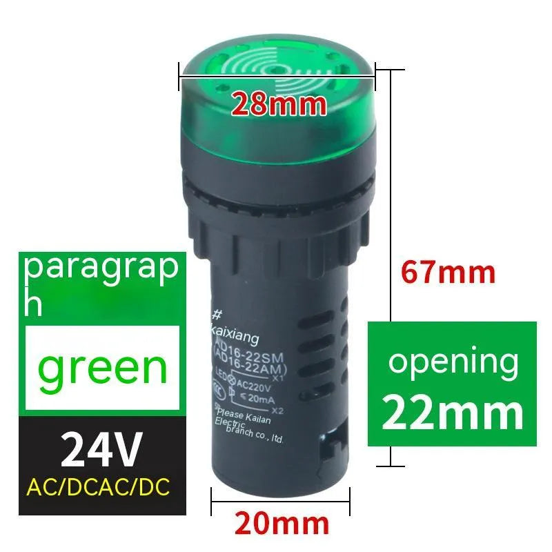 AD16-22SM model red LED flashing sound and light buzzer for 22mm panel mount.