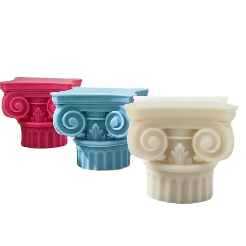 Silicone Roman pillar candle mould with irregular column design for multi-material crafting