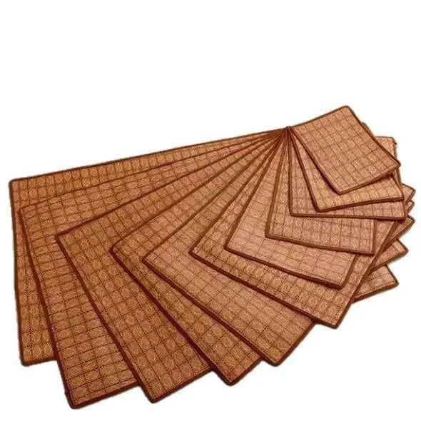 Brown rattan fibre dog cooling mat for summer use in multiple size options