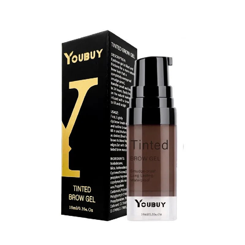 Waterproof eyebrow cream in dark grey and golden yellow shades for brow definition
