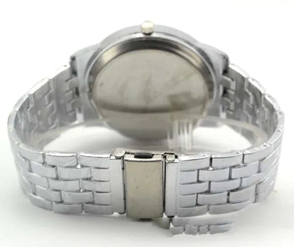 Men's quartz watch with luminous calendar, alloy strap, 40.5mm round dial, black or white colour