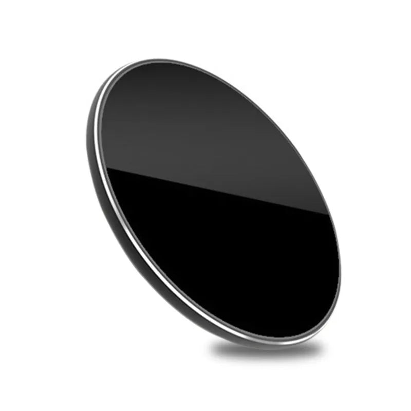 Ultra-thin aluminium wireless charger with LED indicator in metallic finish