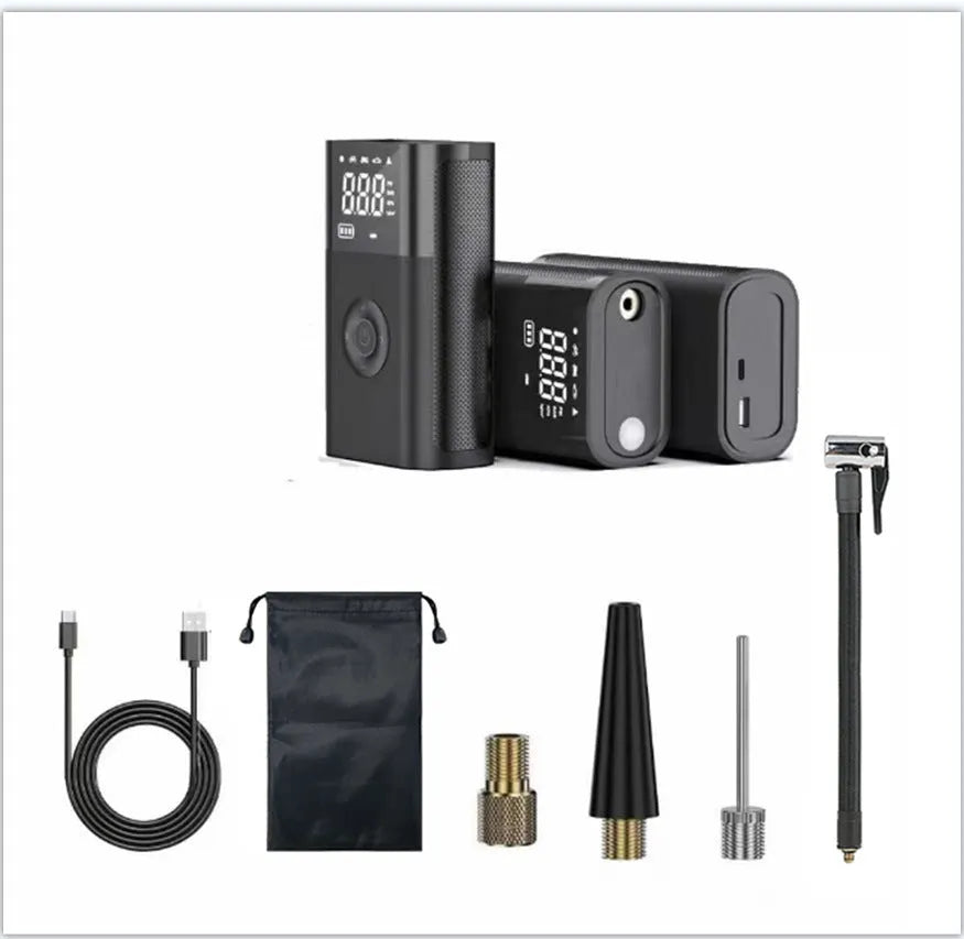 Wireless digital display air pump with ABS housing and multiple inflation attachments