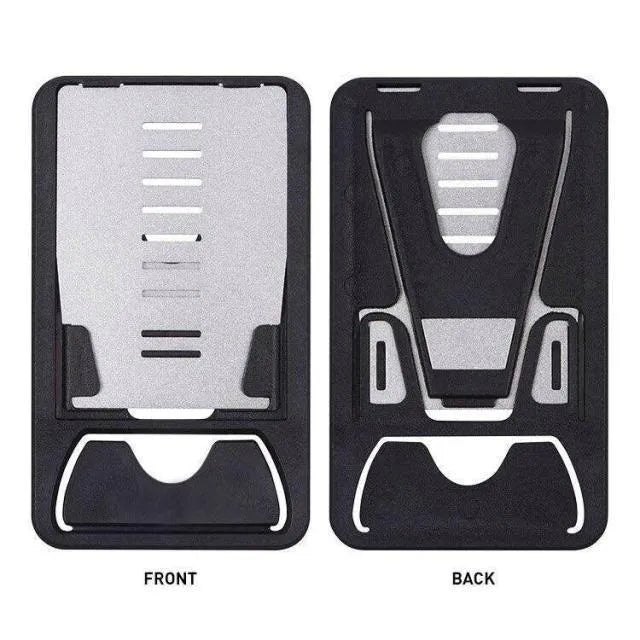 Black card phone holder, lazy bracket desk stand, 8.5cm by 5cm, universal phone fit