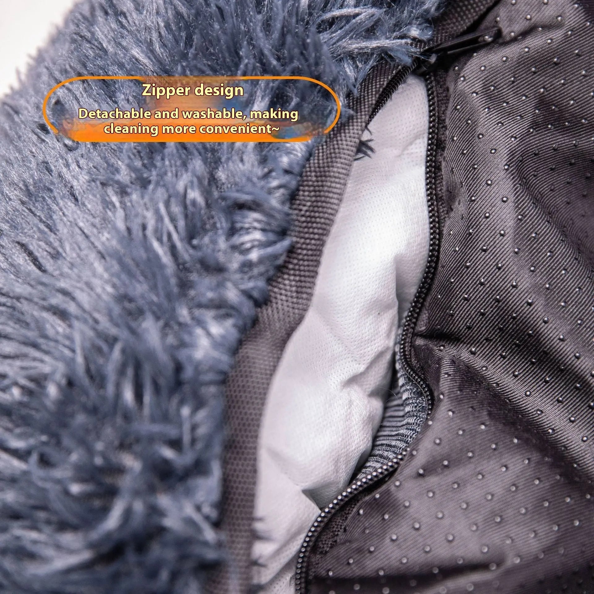 Winter thermal vehicle pet mat on car seat in dark grey colour