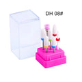Tungsten steel nail drill bits and brush set in transparent case for manicure and pedicure