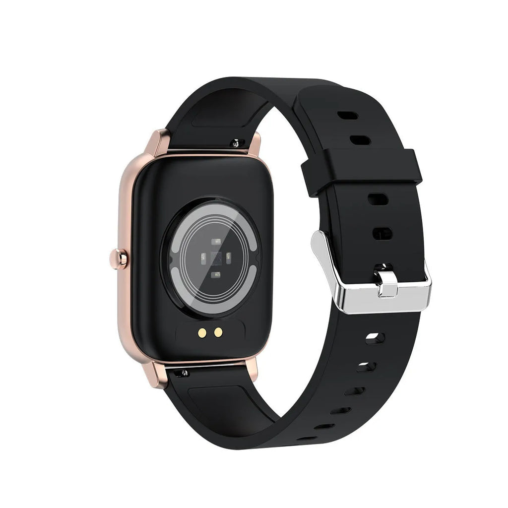 H80 Fashion Sports Smart Watch in black on wrist, showing ECG and blood oxygen monitoring on screen.