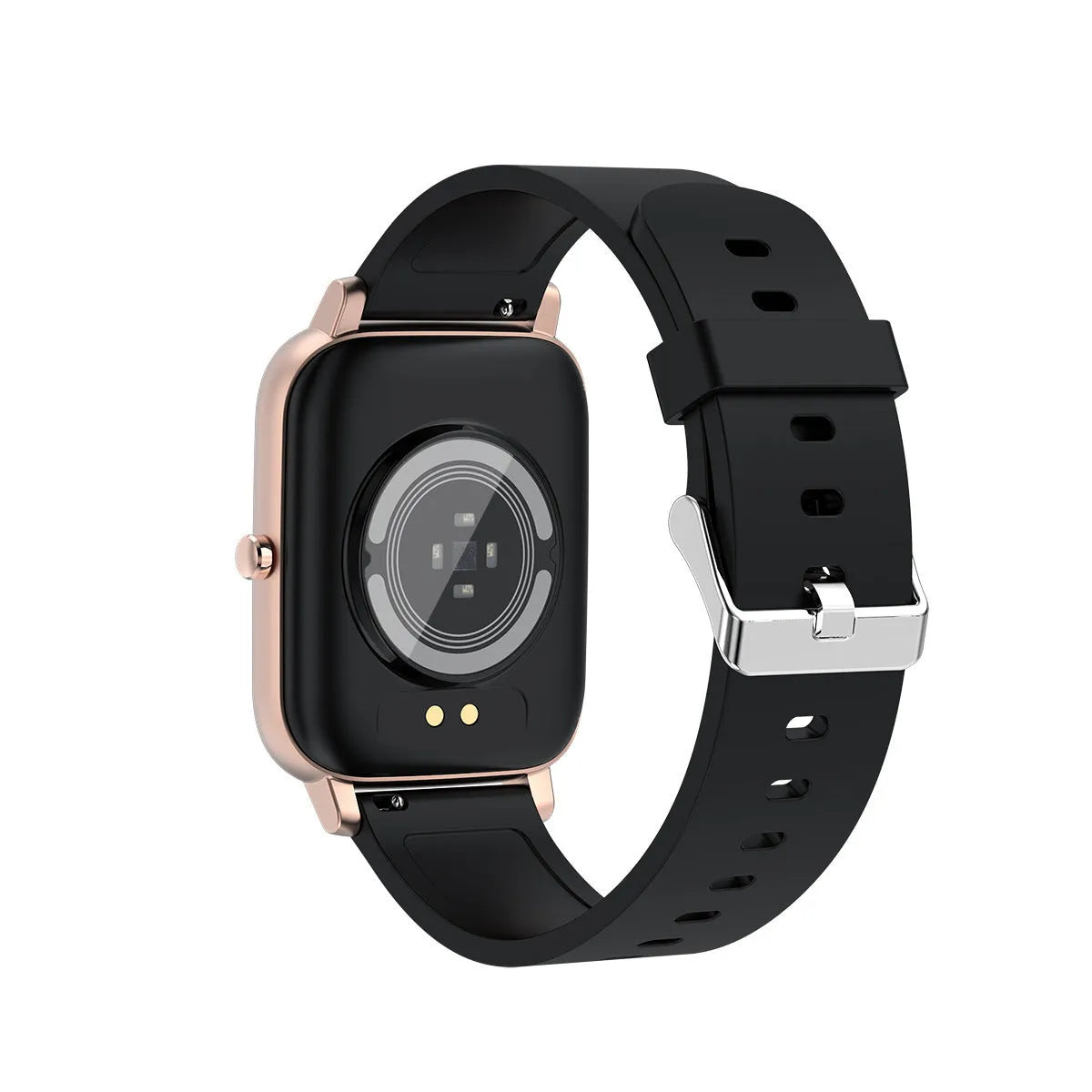 H80 Fashion Sports Smart Watch in black on wrist, showing ECG and blood oxygen monitoring on screen.