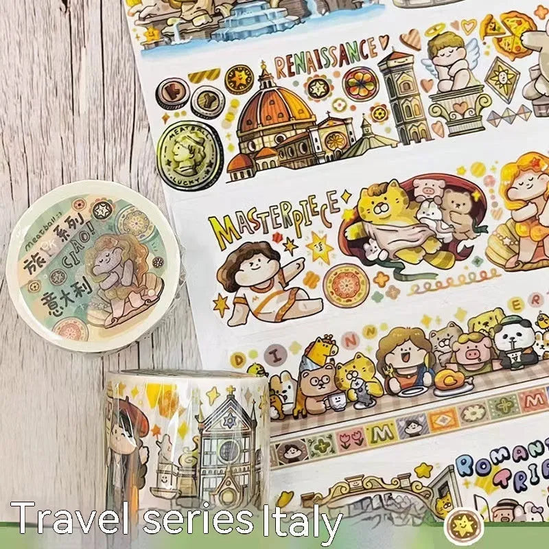 Cartoon character stickers on Japanese paper for haemorrhoid tape packaging decoration