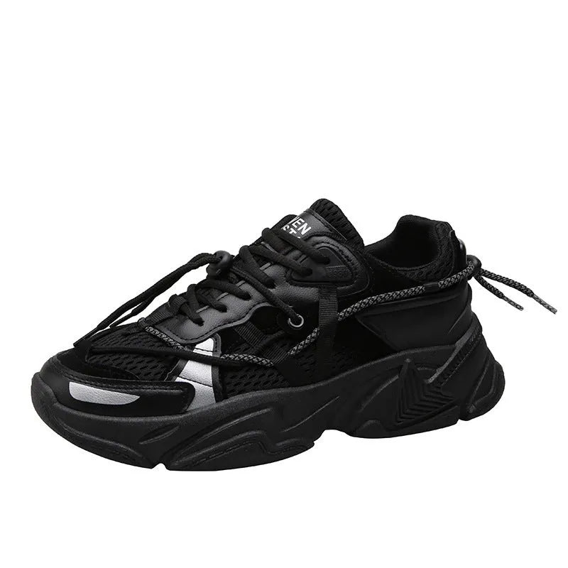 Men's white platform dad shoes with lace-up front and chunky sole