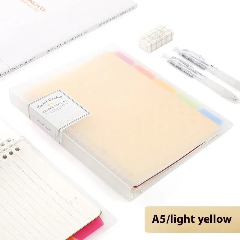 Refillable B5 spiral notebook with coloured PP cover and loose-leaf paper