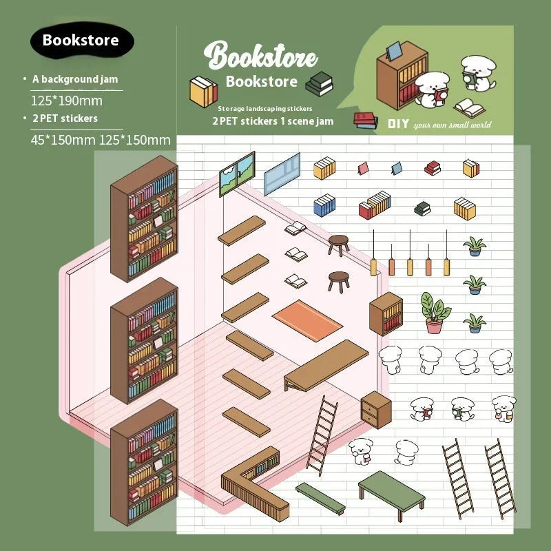 Pack of Capabala cut-free 3D cartoon landscape stickers in various colours on a white background.