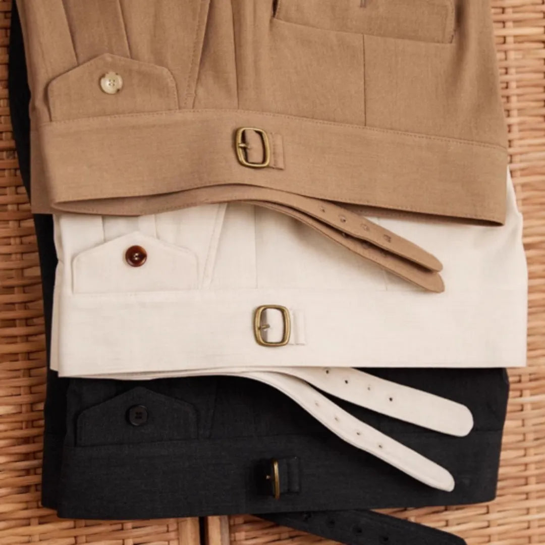 Men's slim fit straight leg trousers in wrinkle resistant polyester for business casual wear