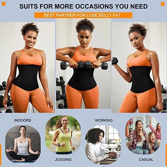 Blue adjustable neoprene sports belly band for waist shaping and abdominal support.