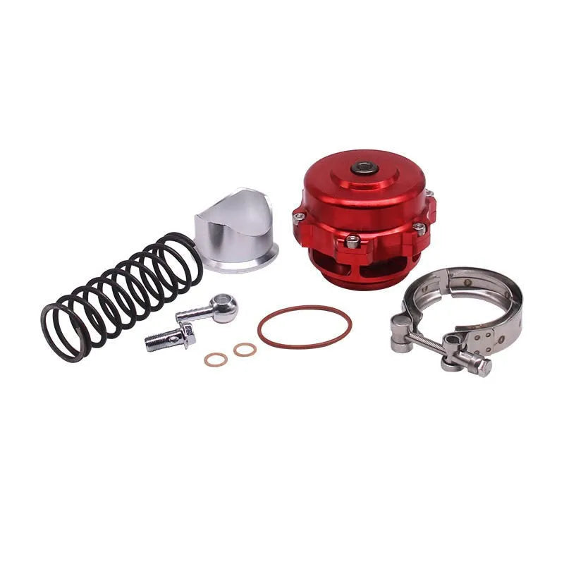 Aluminium alloy automotive blowoff valve in 50mm universal size, shown in one of six colour options.