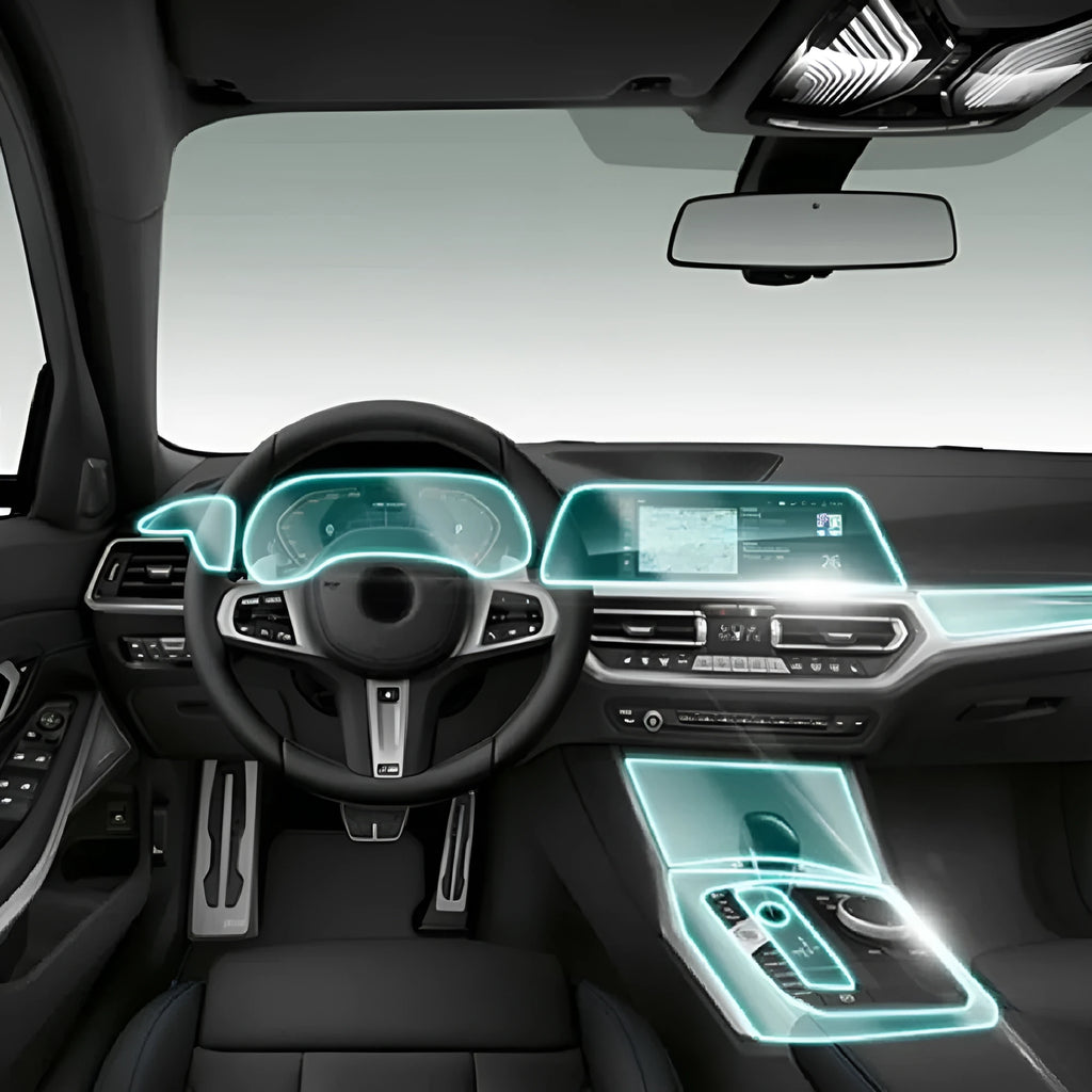 Transparent TPU protective film for BMW 3 Series centre console and gear shift area