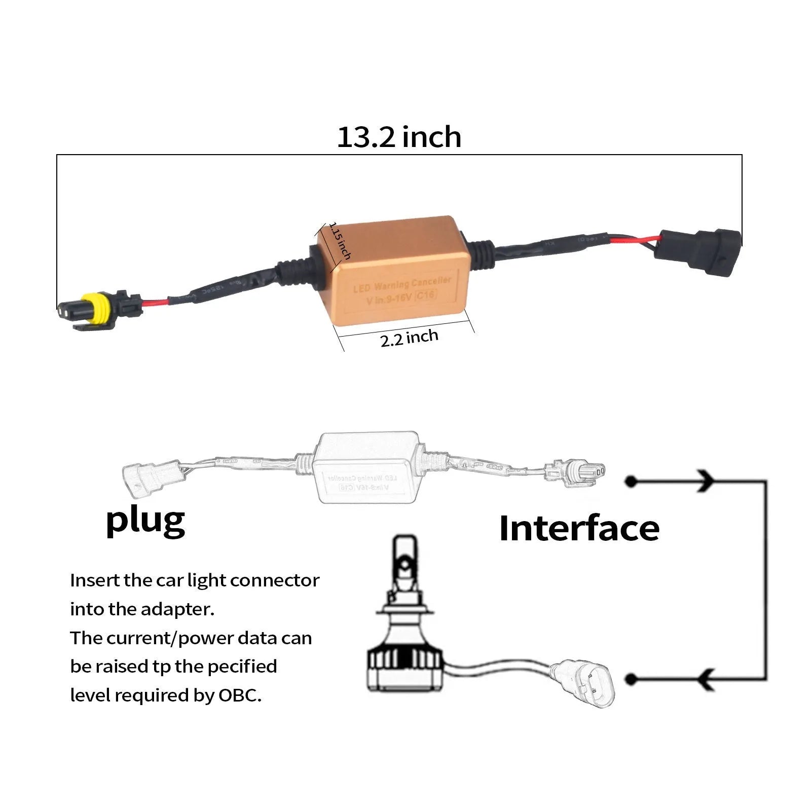 Black LED car headlight Canbus decoder adapter for H1 H4 H7 H11 H13 bulb compatibility