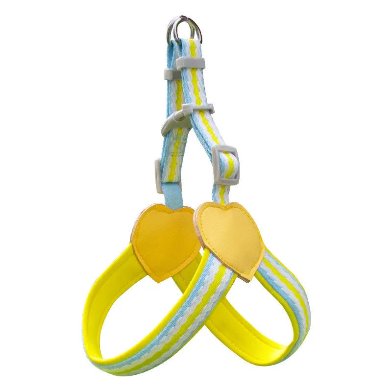 Nylon dog walking vest chest strap with 1.5 metre rope in multiple colour options